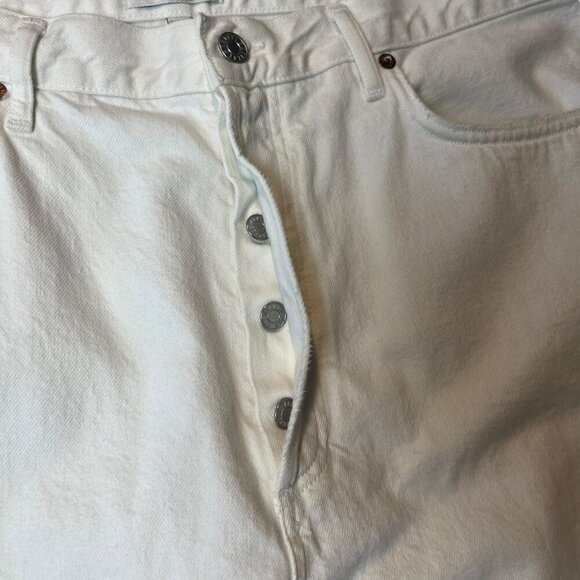 Agolde Women's 34 90s Mid Rise Straight In Fortune Cookie Cream White Button Fly - Picture 3 of 13